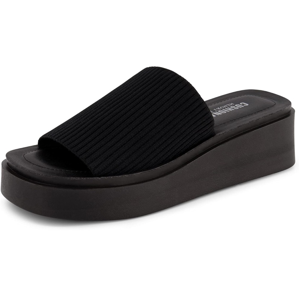 CUSHIONAIRE Women's Pim knit platform sandal with +Memory Foam